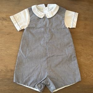 Petit Ami Blue Plaid Smocked Shortall
